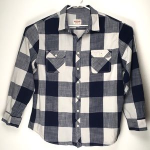 Mossimo Blue & Gray Checkered L/S B/U Collared XXL
